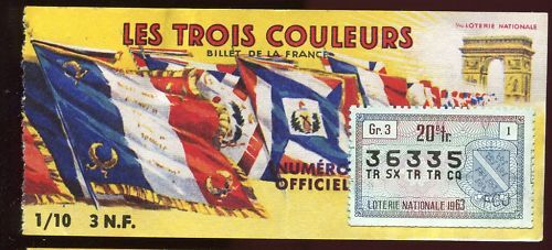 BILLET LOTERIE TROIS COULEURS TIMBRE BLASON ALSACE 110651109634