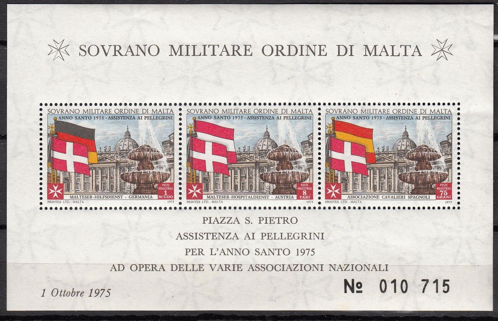 BLOC TIMBRE MALTE NEUF SOVRANO MILITARE DI MALTA 1975 122140301104