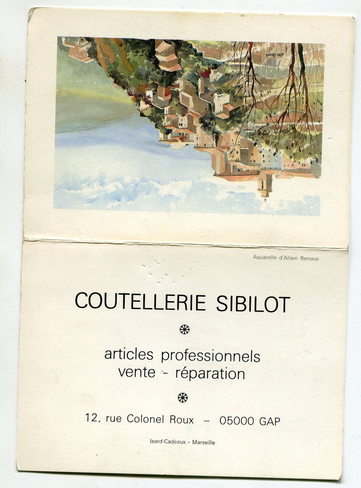 CALENDRIER PUBLICITAIRE 1989 COUTELLERIE SIBILOT GAP AQUARELLE D ALLAIN RENOUX 400826492784