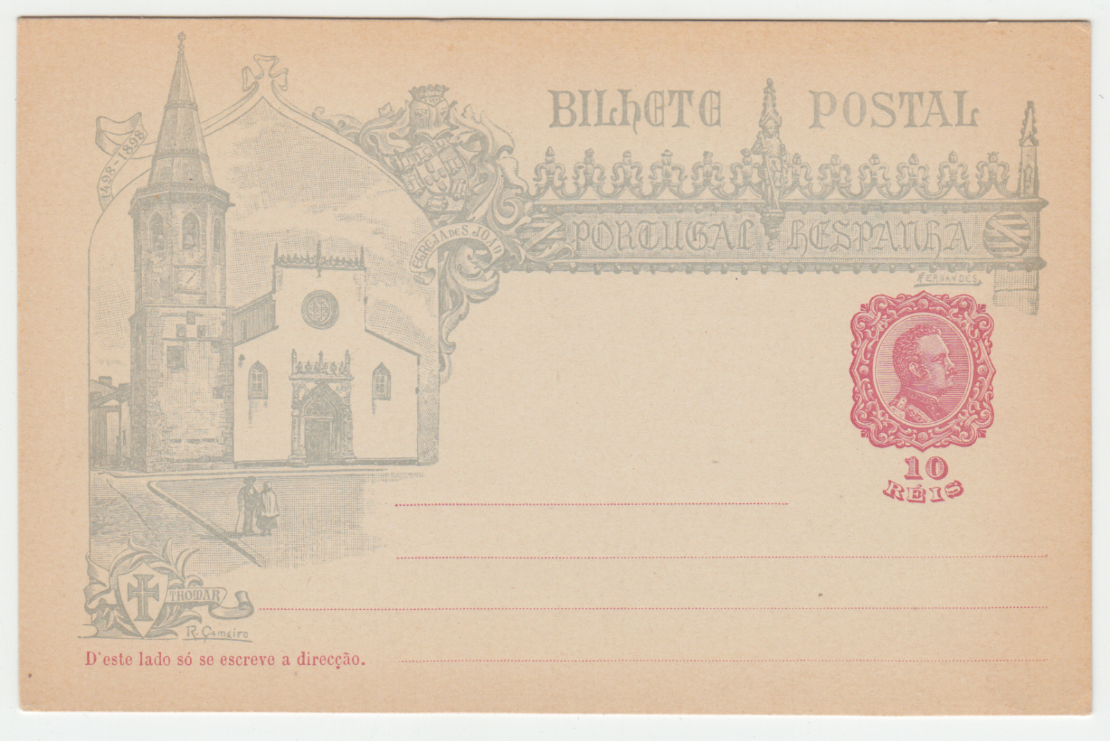 CARTE ENTIER POSTALE NEUF PORTUGAL 10 REIS THOMAR