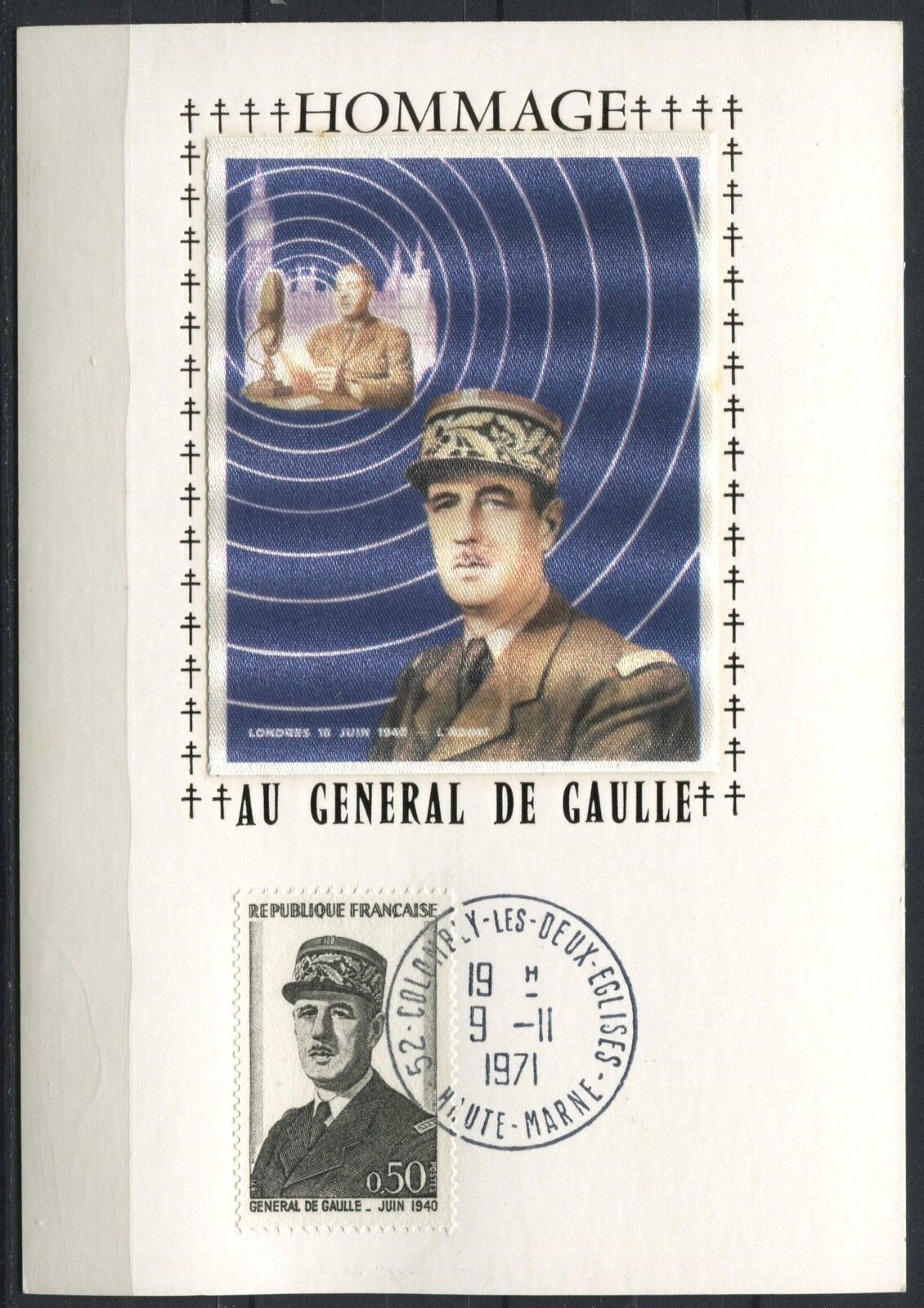 CARTE FDC PREMIER JOUR 9111971 HOMMAGE AU GENERAL DE GAULLE 110846224074