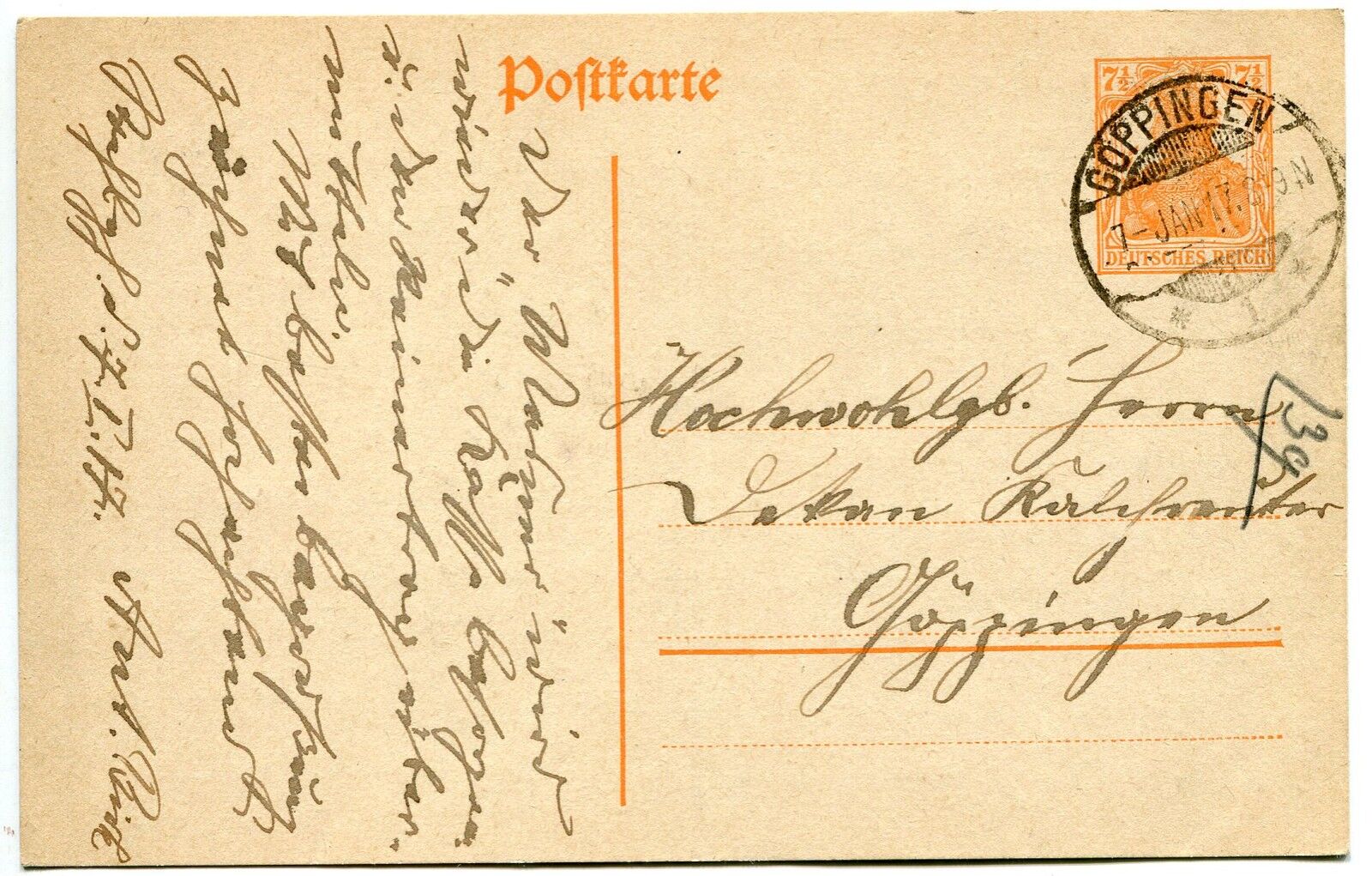 CARTE LETTRE ENTIER POSTALE DEUTSCHES REICH GOPPINGEN 400720627804