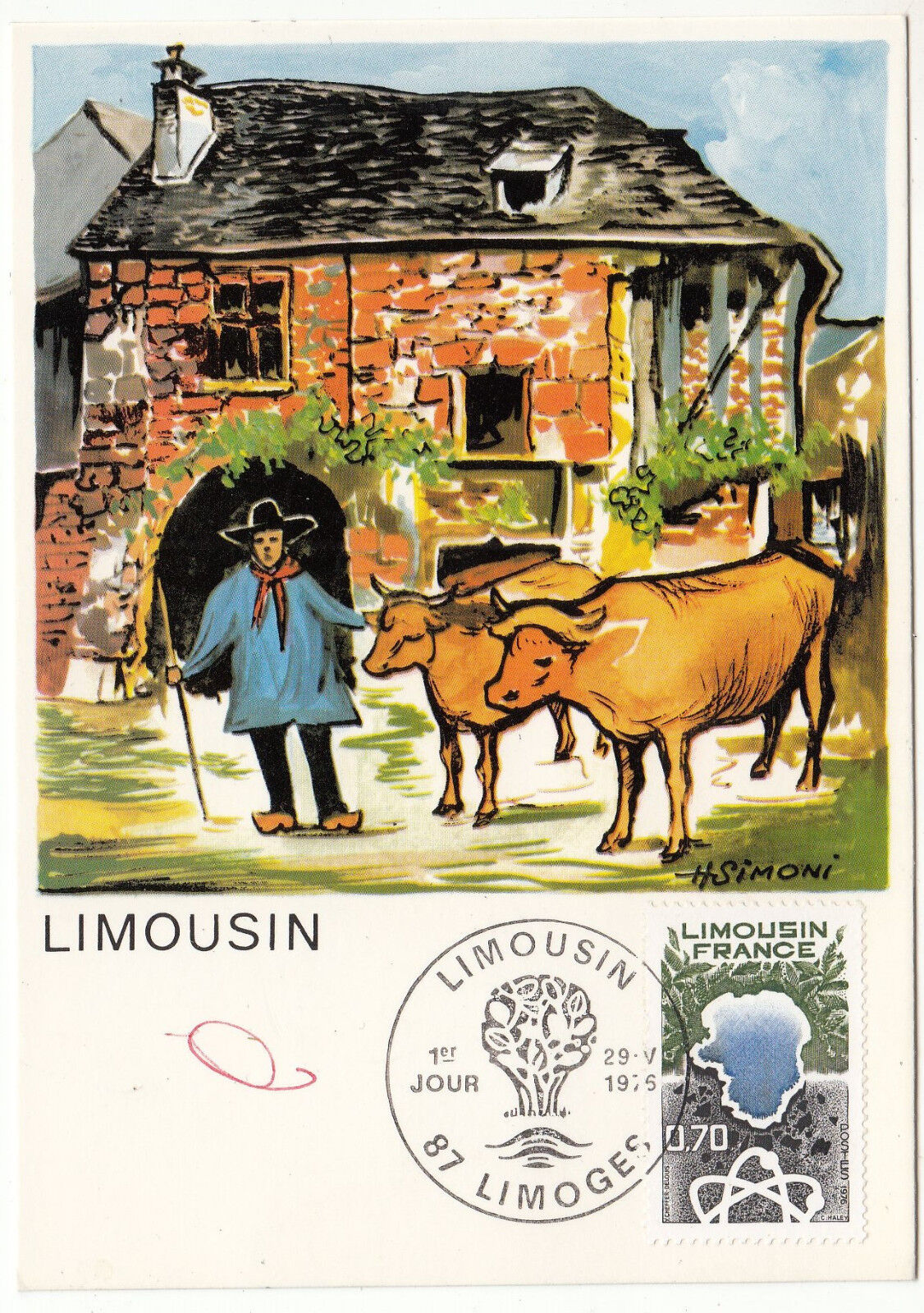 CARTE MAXIMUM FDC 1976 TIMBRE N 1865 REGION LIMOUSIN 401430802854