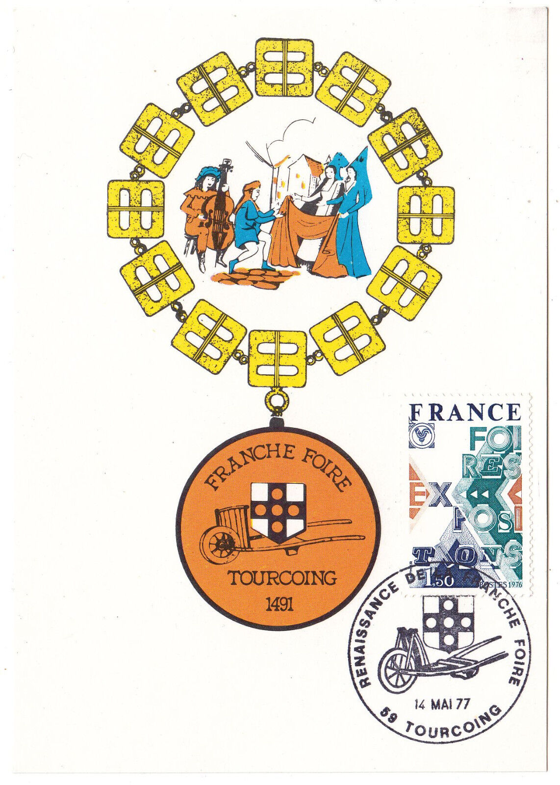 CARTE MAXIMUN TIMBRE FRANCE N 1909 FOIRE DE TOURCOING 1977 401248434414