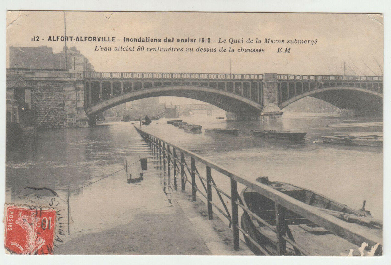 CARTE POSTALE ALFORDVILLE INNONDATIONS 1910 LE QUAI DE LA MARNE SUBMERGE 124739322974