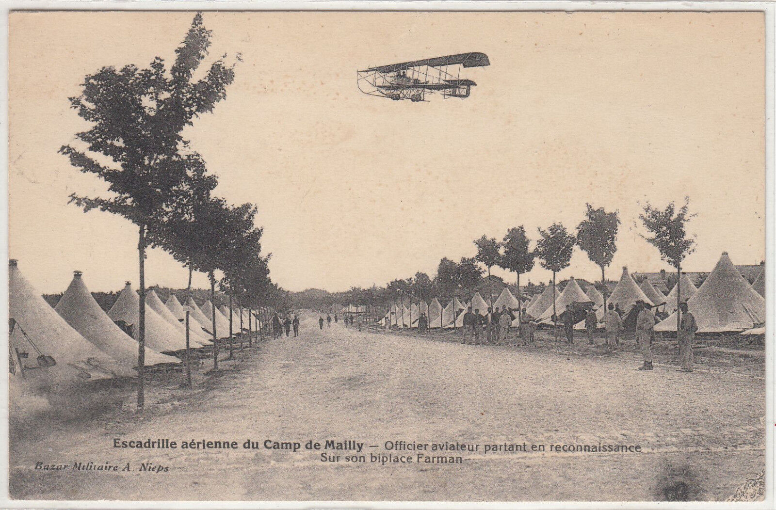 CARTE POSTALE AVIATION AVIATEUR RECONNAISSANCE BIPLACE FARMAN ESCADRILLE MAILLY 122303013704