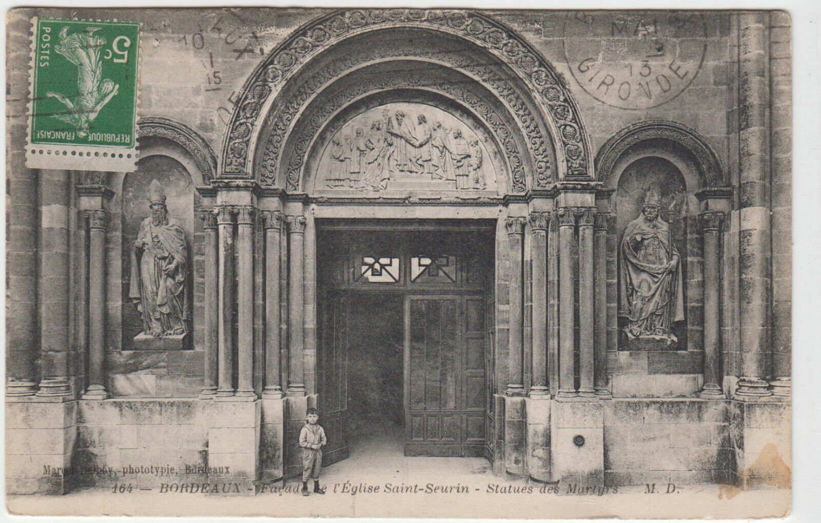 CARTE POSTALE BORDEAUX FACADE DE L EGLISE SAINT SEURIN STATUES DES MARTYRS 401908073234