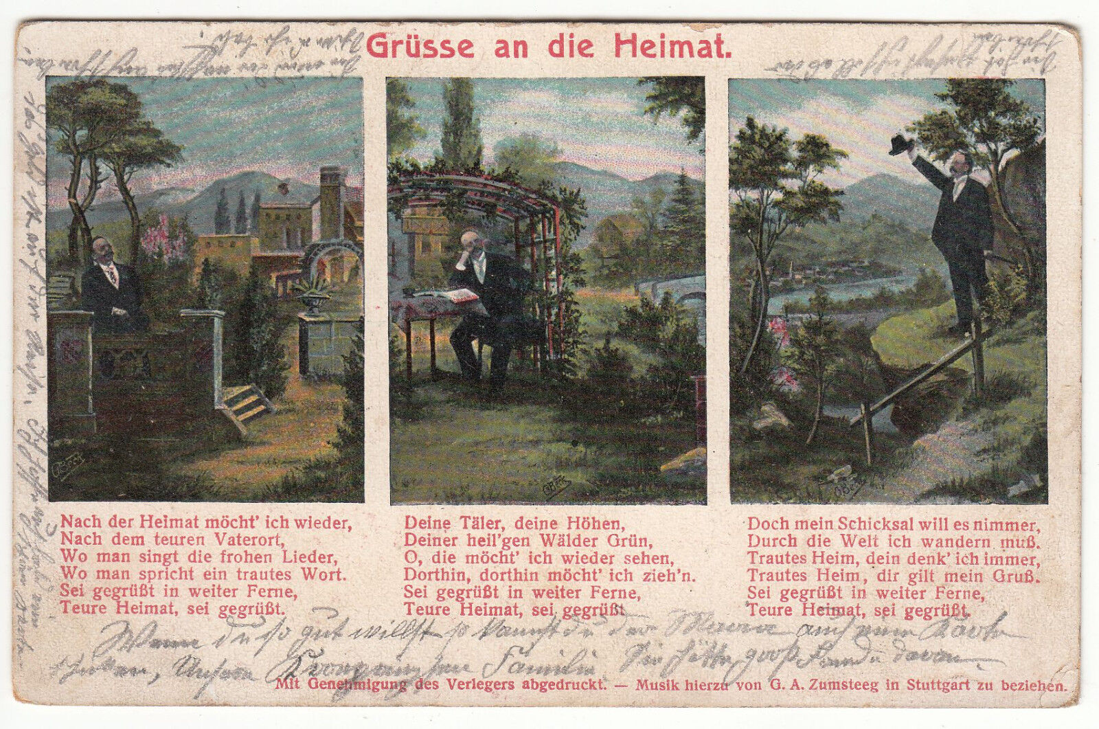 CARTE POSTALE FANTAISIE GRUSSE AN DIE HEIMAT 401242256064