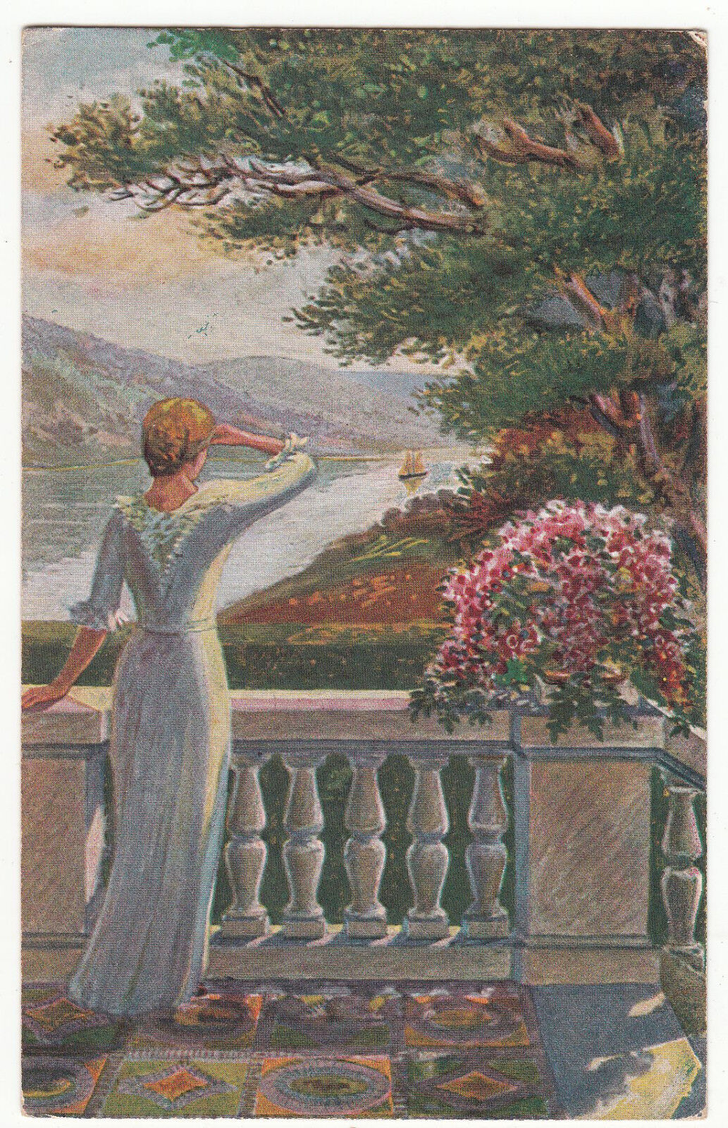 CARTE POSTALE FANTAISIE H WOLF IN ERWARTUNG FEMME PAYSAGE 401241092044