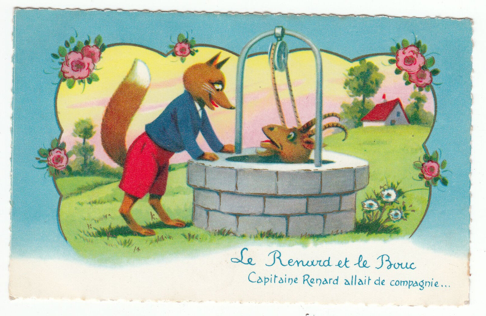 CARTE POSTALE FANTAISIE LE RENARD ET LE BOUC 122709999504