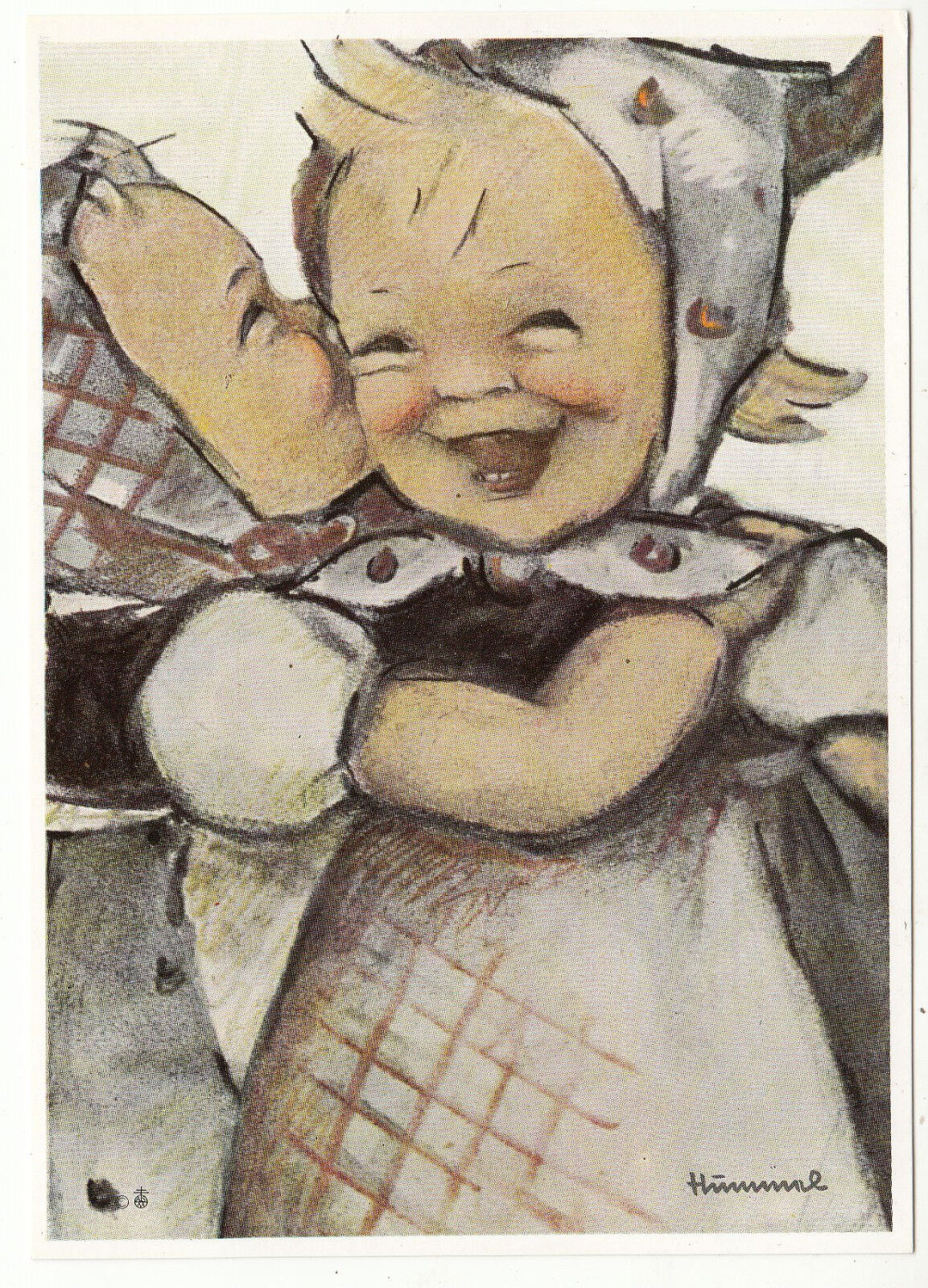 CARTE POSTALE ILLUSTRATEUR HUMMEL 14683 DEUX ENFANT SE FAISANT LA BISE 401499653754