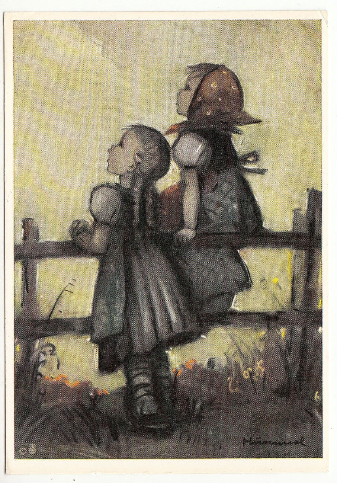 CARTE POSTALE ILLUSTRATEUR HUMMEL N 14283 DEUX ENFANTS SUR LA BARRIERE 401500576354