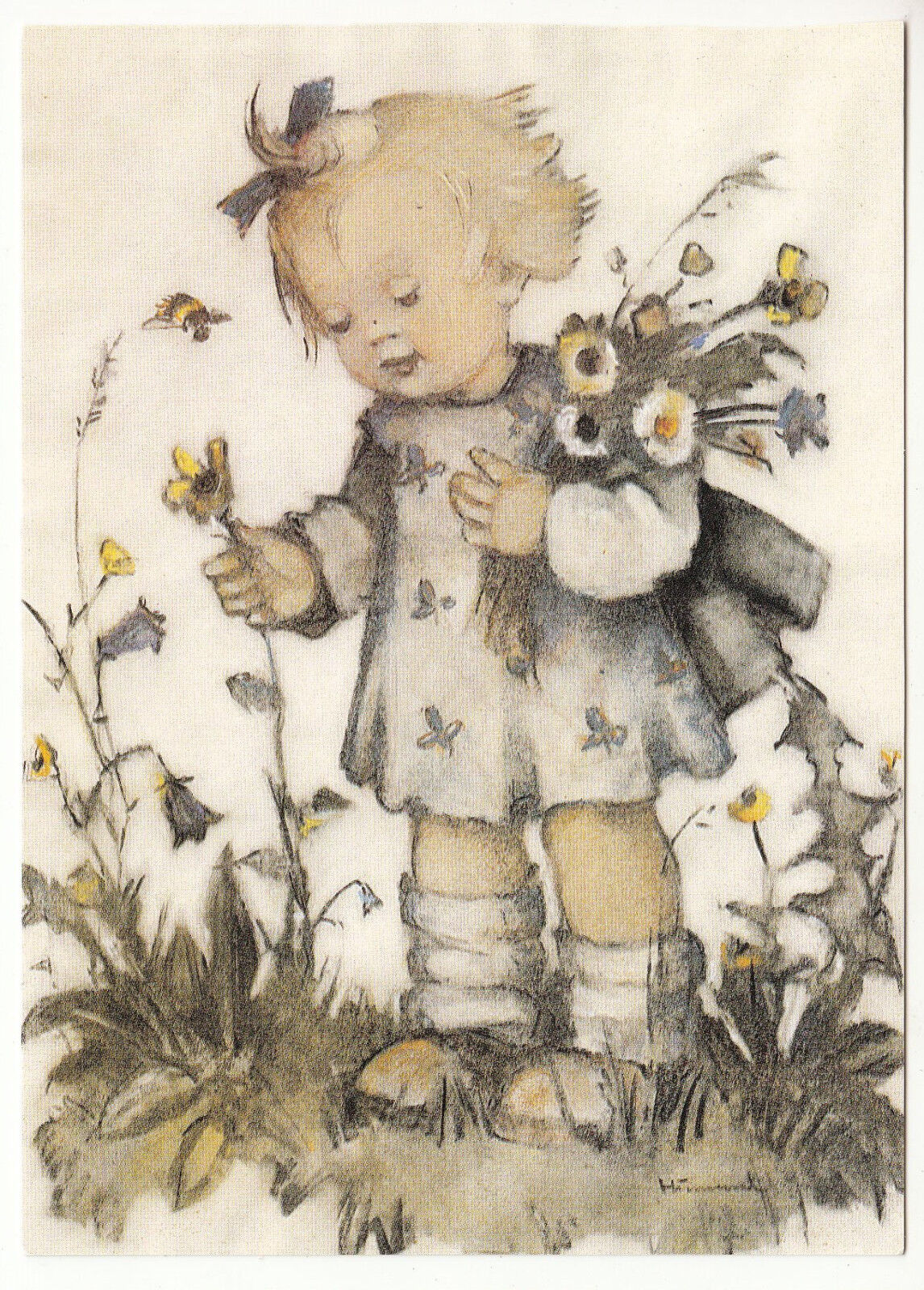 CARTE POSTALE ILLUSTRATEUR HUMMEL N 691 THE LITTLE FLOWER GIRL 122937718964