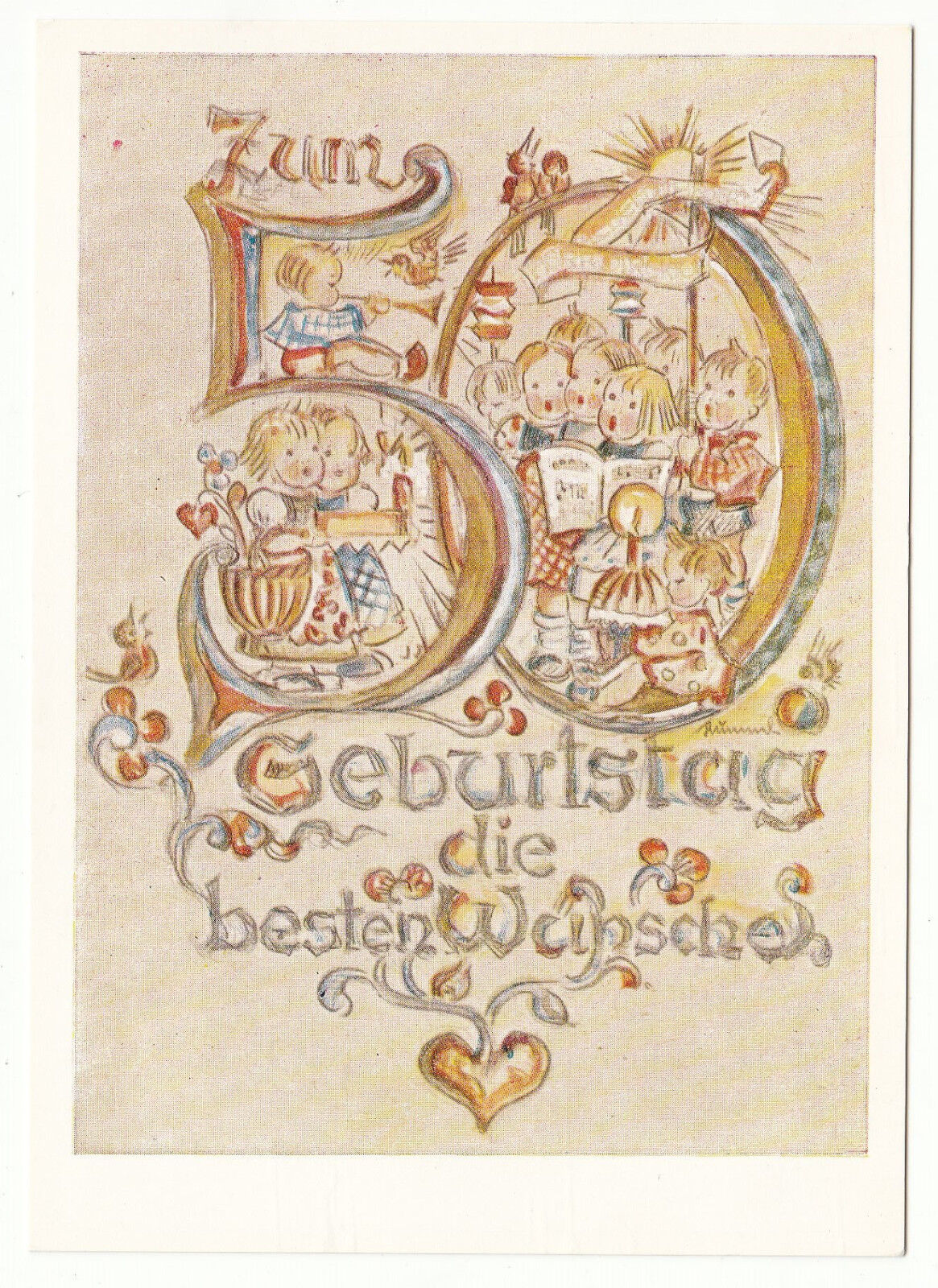 CARTE POSTALE ILLUSTRATEUR HUMMEL N 809 50 GEBURTSTAG DIE BESTEN WEIPSCHES 401483534994