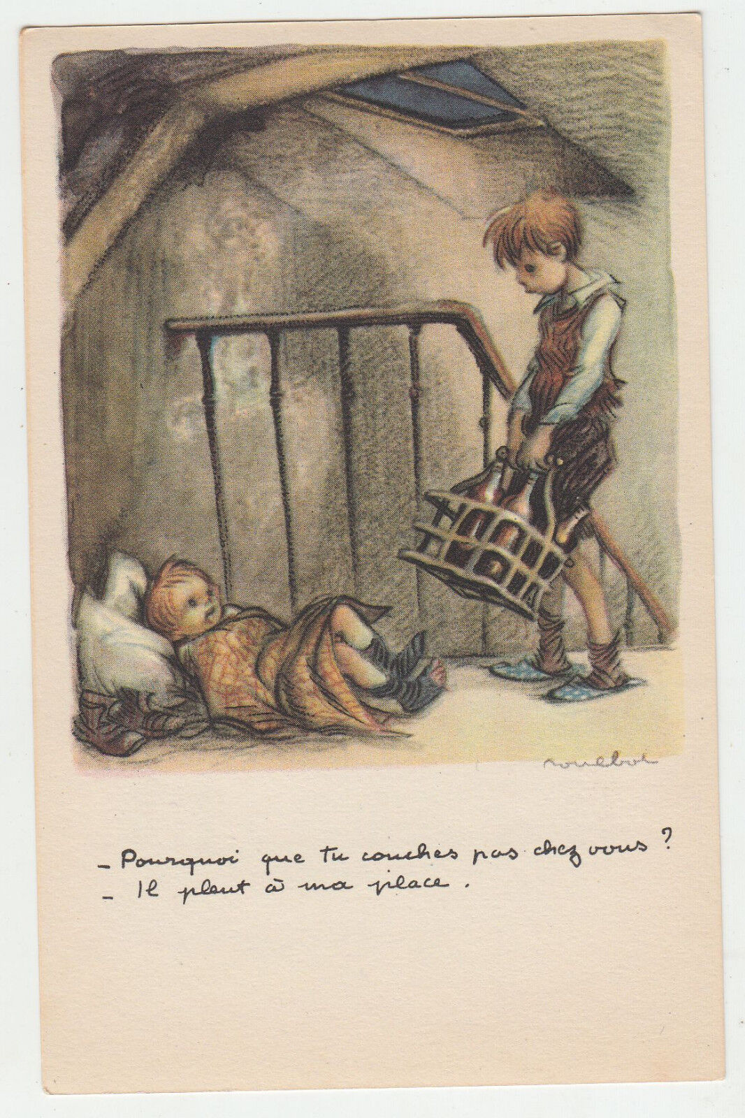 CARTE POSTALE ILLUSTRATEUR POULBOT ENFANTS QUI PORTE DES BOUTEILLES 401668264174