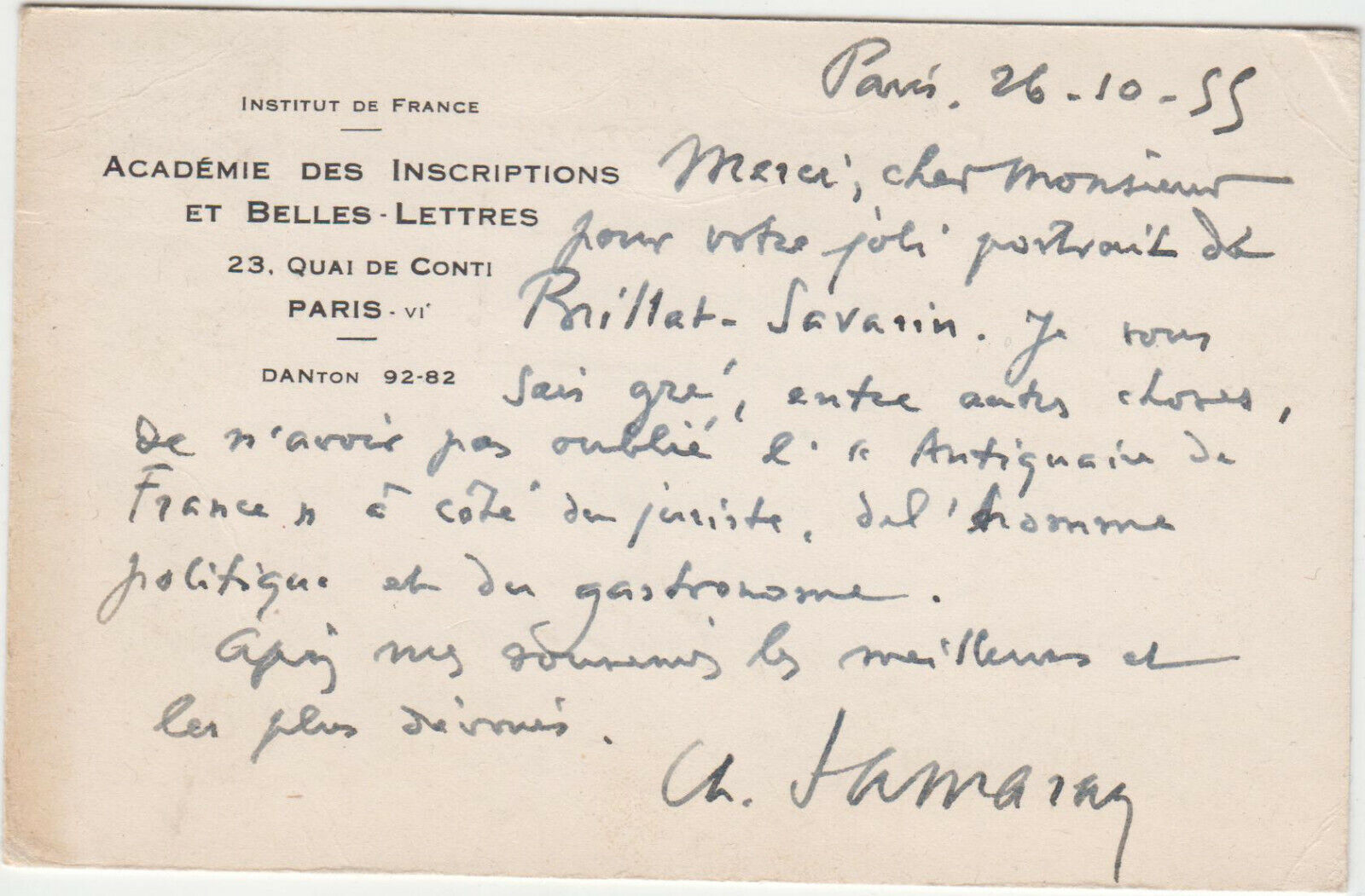 CARTE POSTALE INSTITUT FRANCE ACADEMIE DES INSCRIPTIONS ET BELLES LETTRES PARIS 123918233114