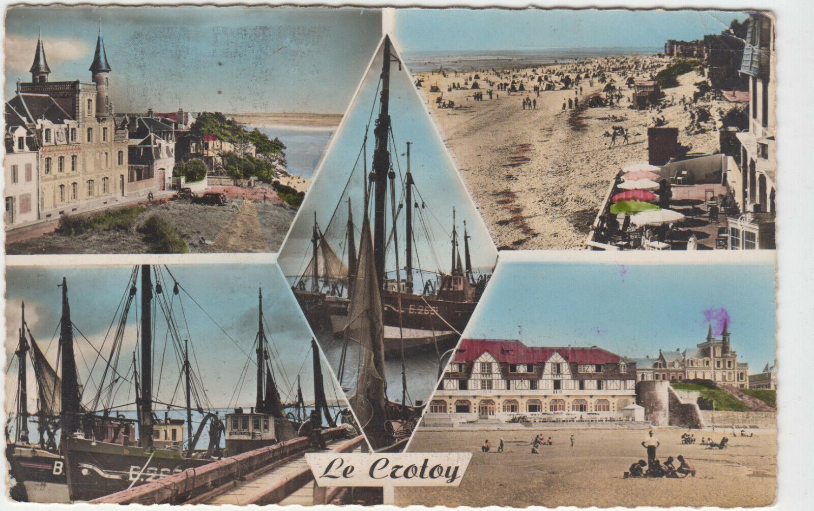 CARTE POSTALE LE CROTOY TOURELLES PLAGE BATEAU DE PECHE ET LE PORT 123935840314