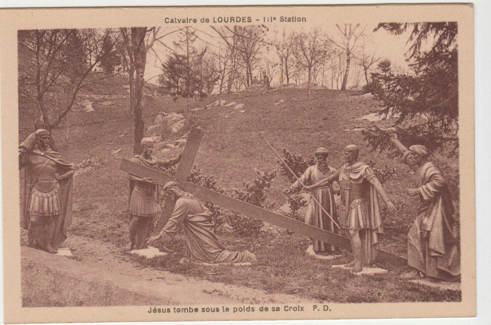 CARTE POSTALE LOURDES JESUS TOMBE SOUS LE POIDS DE SA CROIX 123942191224