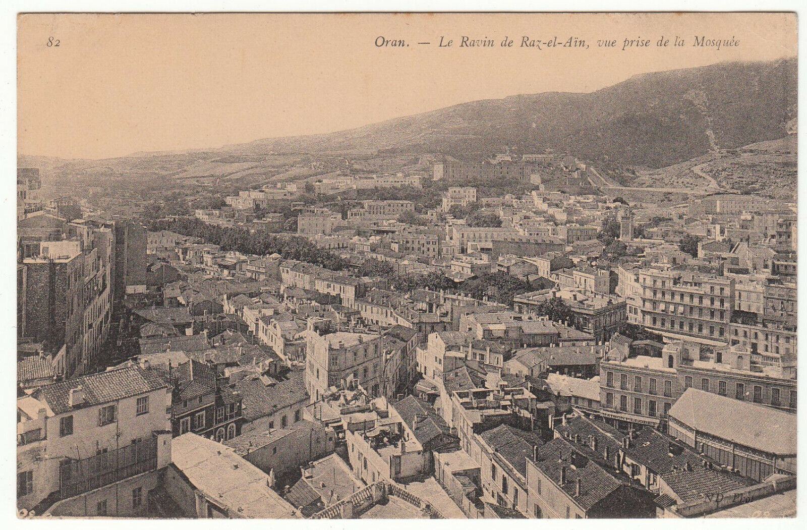 CARTE POSTALE ORAN LE RAVIN DE RAZ EL AIN VUE PRISE DE LA MOSQUEE 123960163864