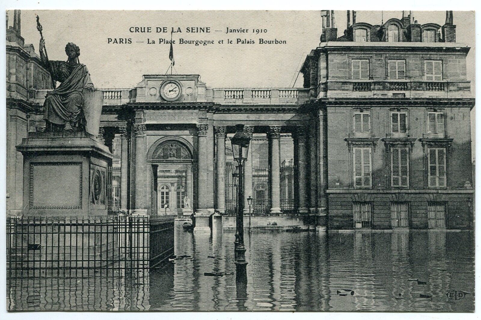 CARTE POSTALE PARIS CRUE DE LA SEINE 011910 PLACE BOURGOGNE ET PALAIS BOURBON 400736711174