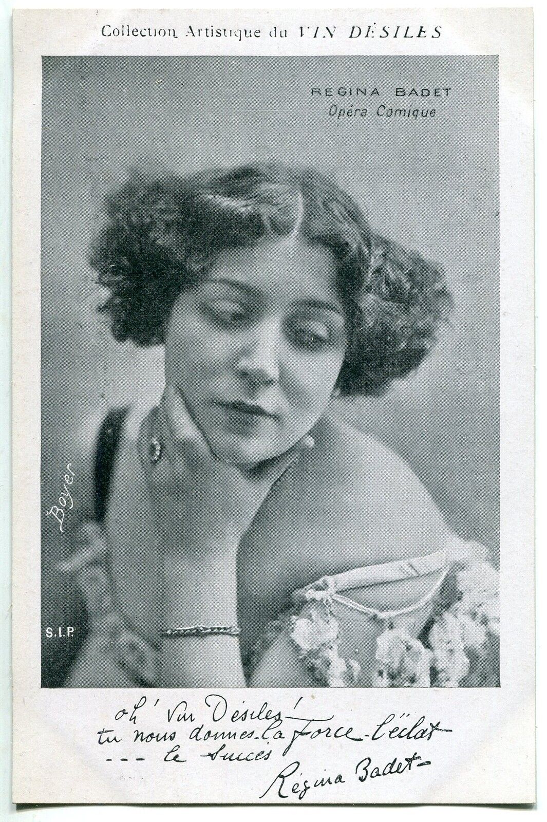 CARTE POSTALE PHOTO PERSONNALITE REGINA BADET OPERA COMIQUE 400809706694