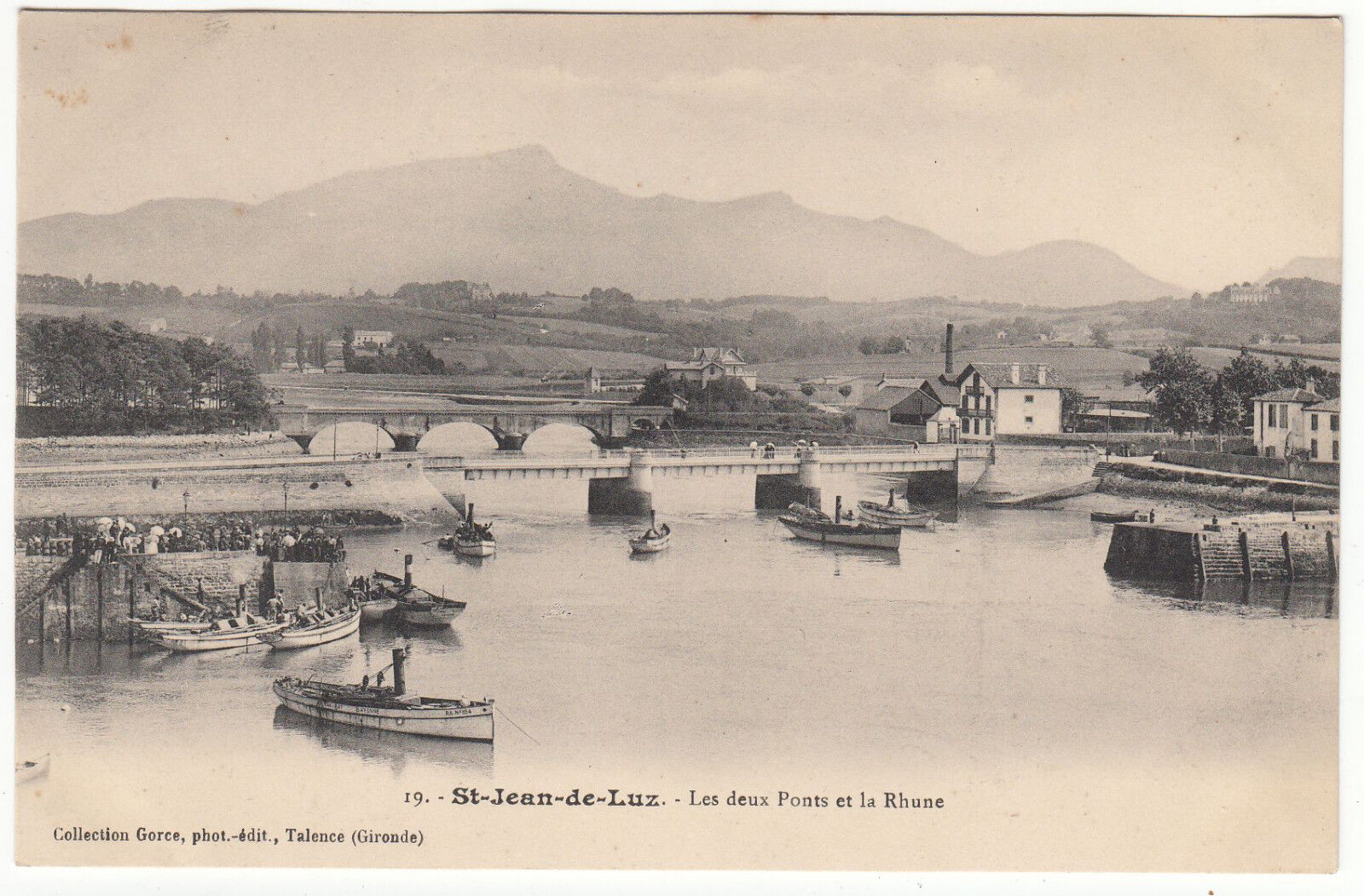 CARTE POSTALE SAINT JEAN DE LUZ LES DEUX PONTS ET LA RHUNE 401277447634