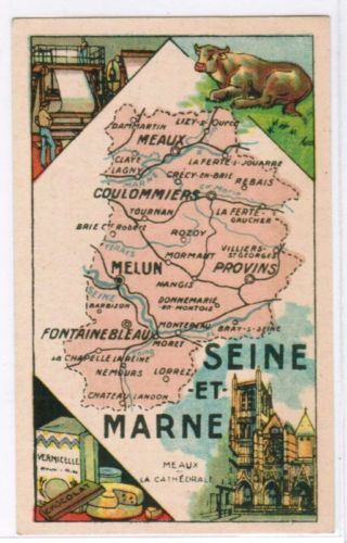 CHROMO GEOGRAPHIE CARTE DEPARTEMENT SEINE ET MARNE 110615371674