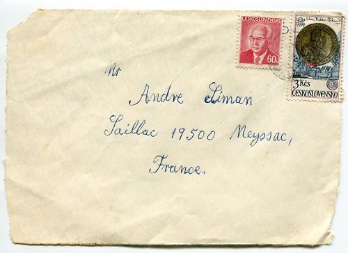 DEVANT DE LETTRE Tchécoslovaquie POUR SAILLAC