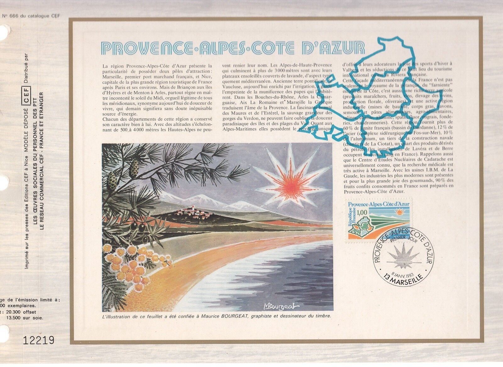 DOCUMENT CEF PREMIER JOUR 1983 PROVENCE ALPES COTE D AZUR 121027408144