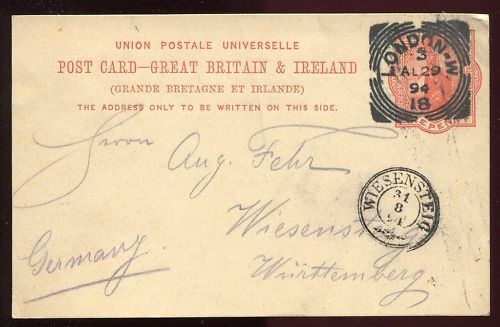 ENTIER POSTALE GREAT BRITAIN ET IRLANDE LONDON 1894 110648044324