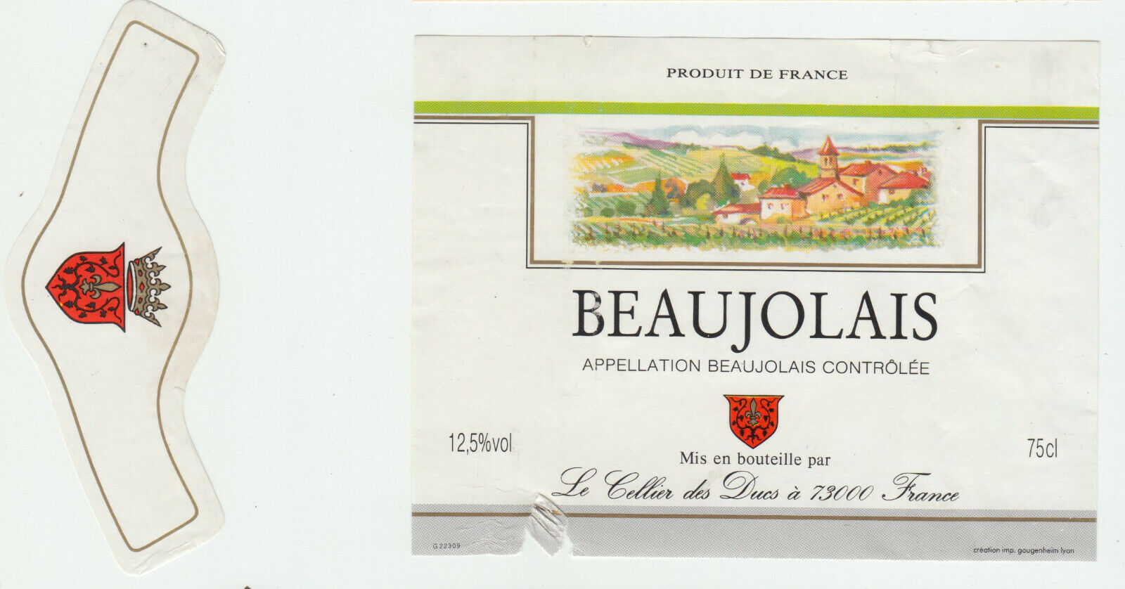 ETIQUETTE DE VIN BEAUJOLAIS LE CELLIER DES DUCS 402695573054