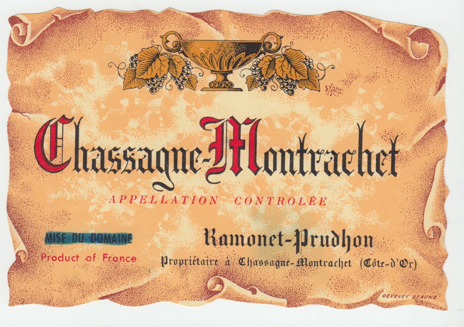 ETIQUETTE DE VIN CHASSAGNE MONTRACHET RAMONET PRUDHON 402673357274