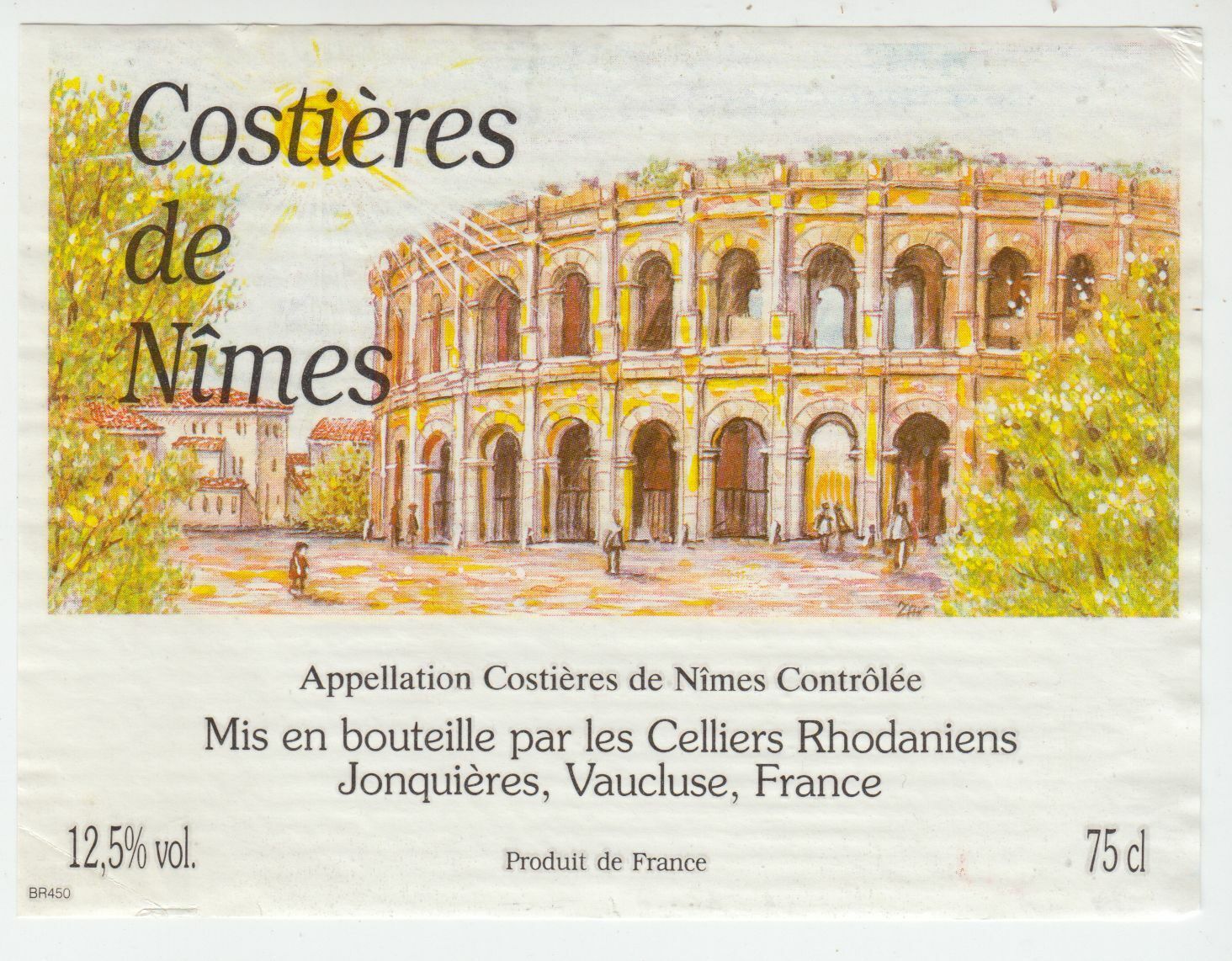 ETIQUETTE DE VIN COSTIERES DE NIMES LES ARENNES 402581826114