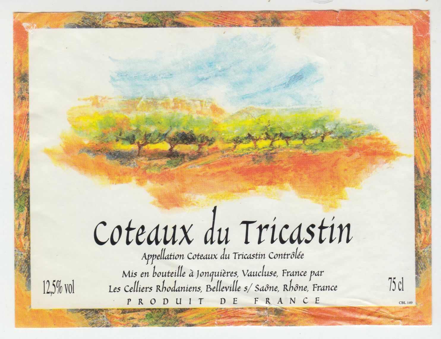 ETIQUETTE DE VIN COTEAUX DU TRICASTIN 124461947824