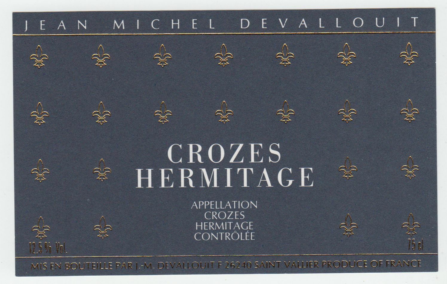 ETIQUETTE DE VIN CROZES HERMITAGE JEAN MICHEL DEVALLOUIT 124461948544