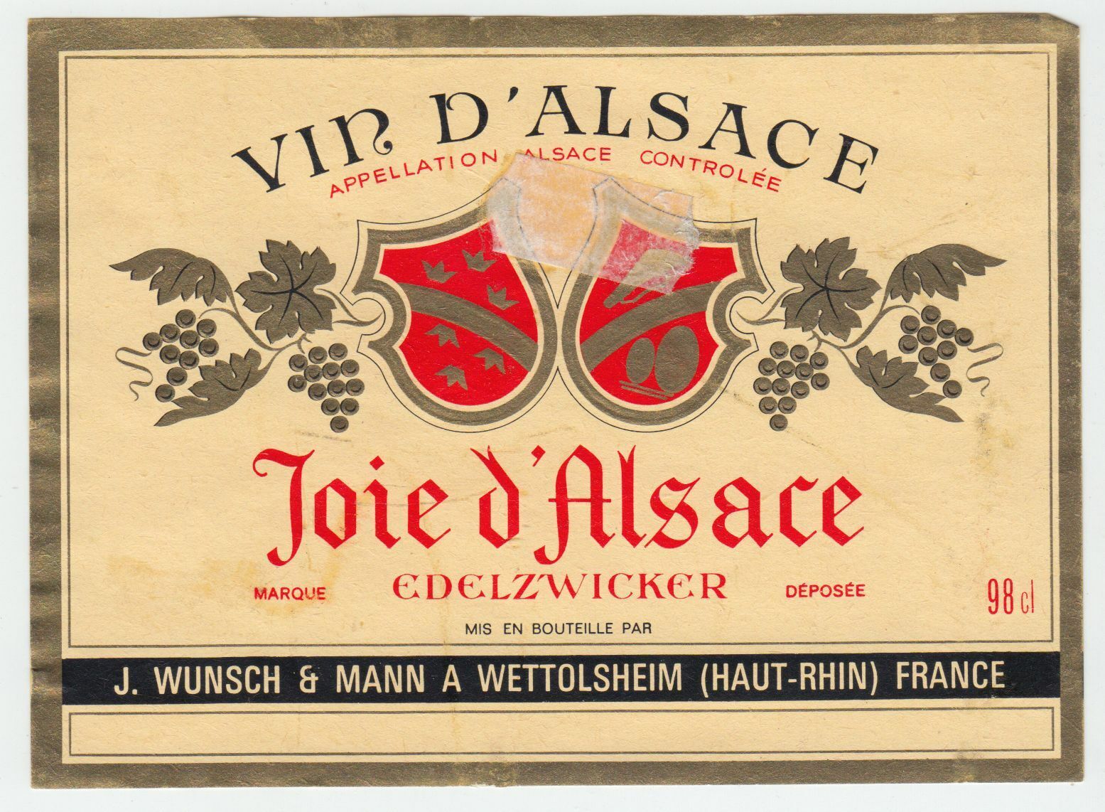 ETIQUETTE DE VIN D ALSACE EDELZWICKER 402631697884