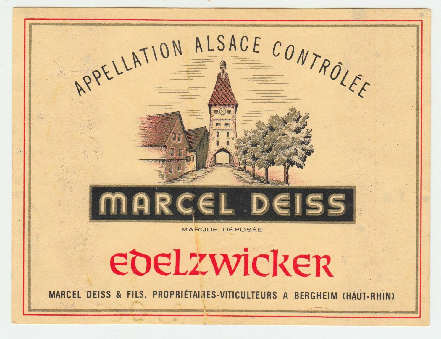 ETIQUETTE DE VIN D ALSACE EDELZWICKER MARCEL DEISS 402631697844