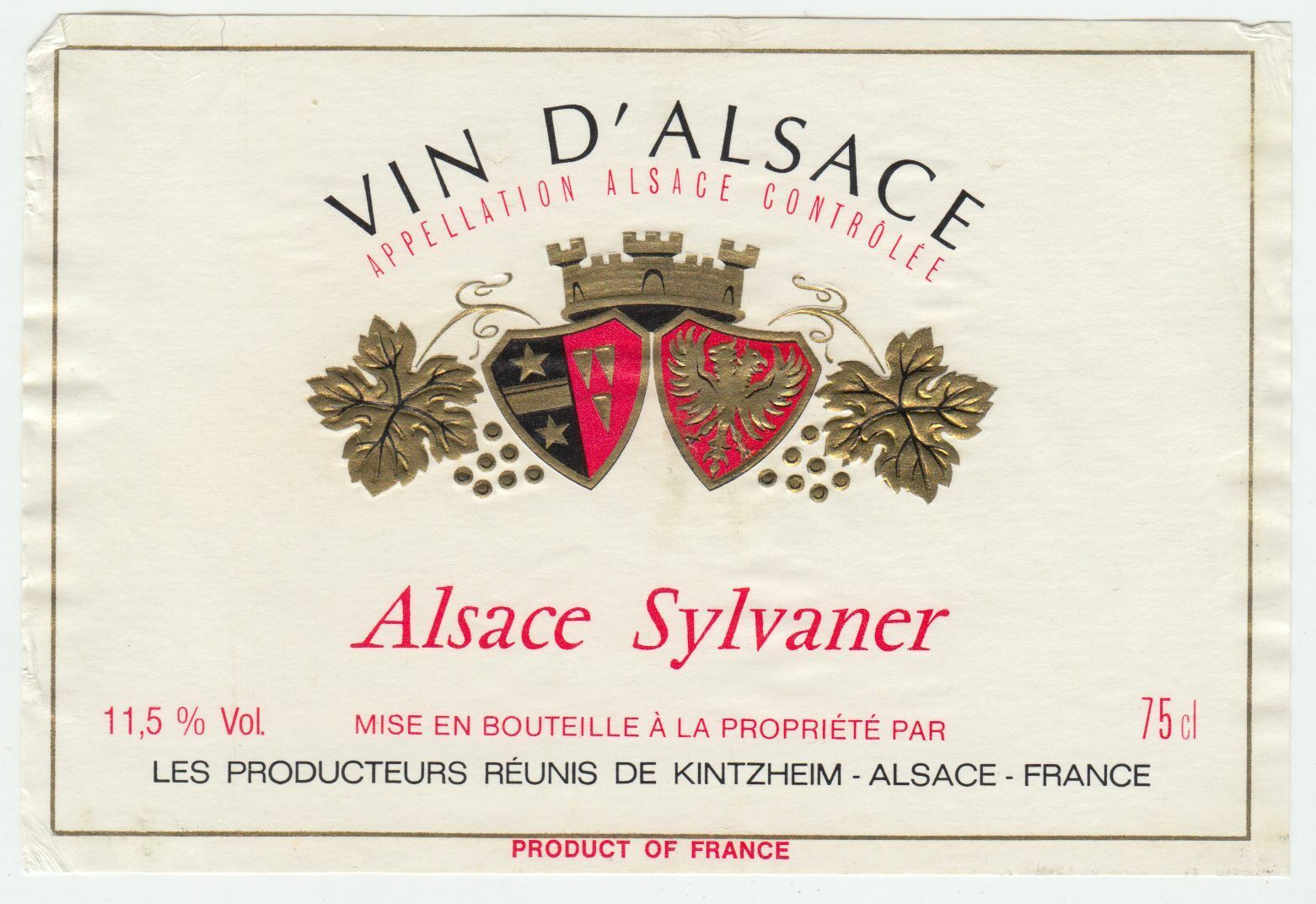 ETIQUETTE DE VIN D ALSACE SYLVANER 124511869344