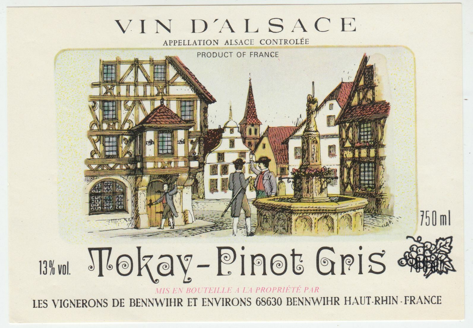 ETIQUETTE DE VIN D ALSACE TOKAY PINOT GRIS 402631696684