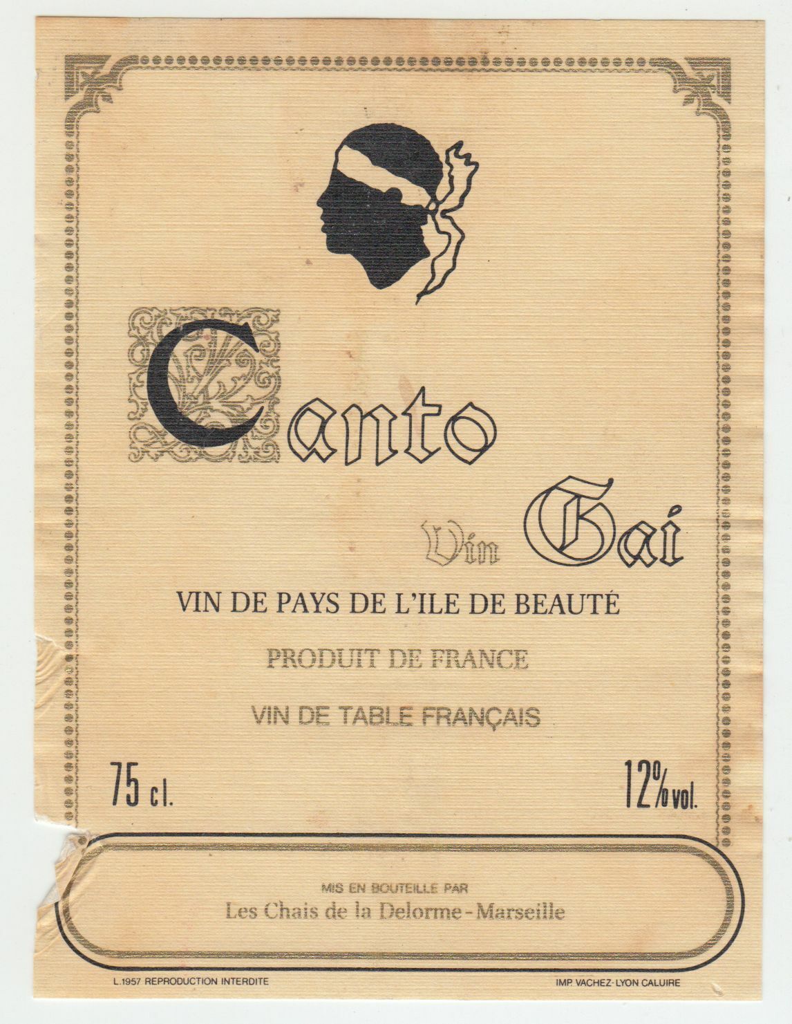 ETIQUETTE DE VIN DE L ILE DE BEAUTE CORSE CANTO VIN GAI 402689167304