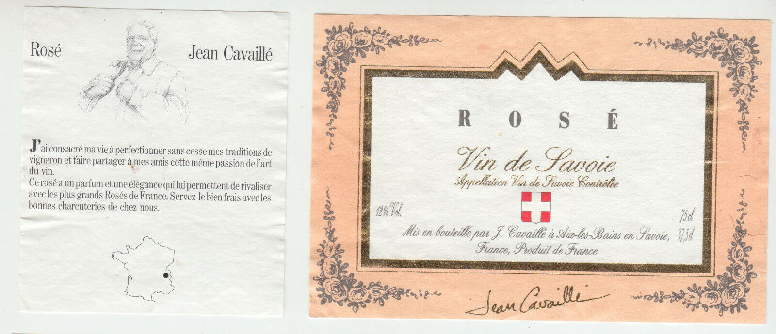 ETIQUETTE DE VIN DE SAVOIE ROSE JEAN CAVAILLE 124511870214