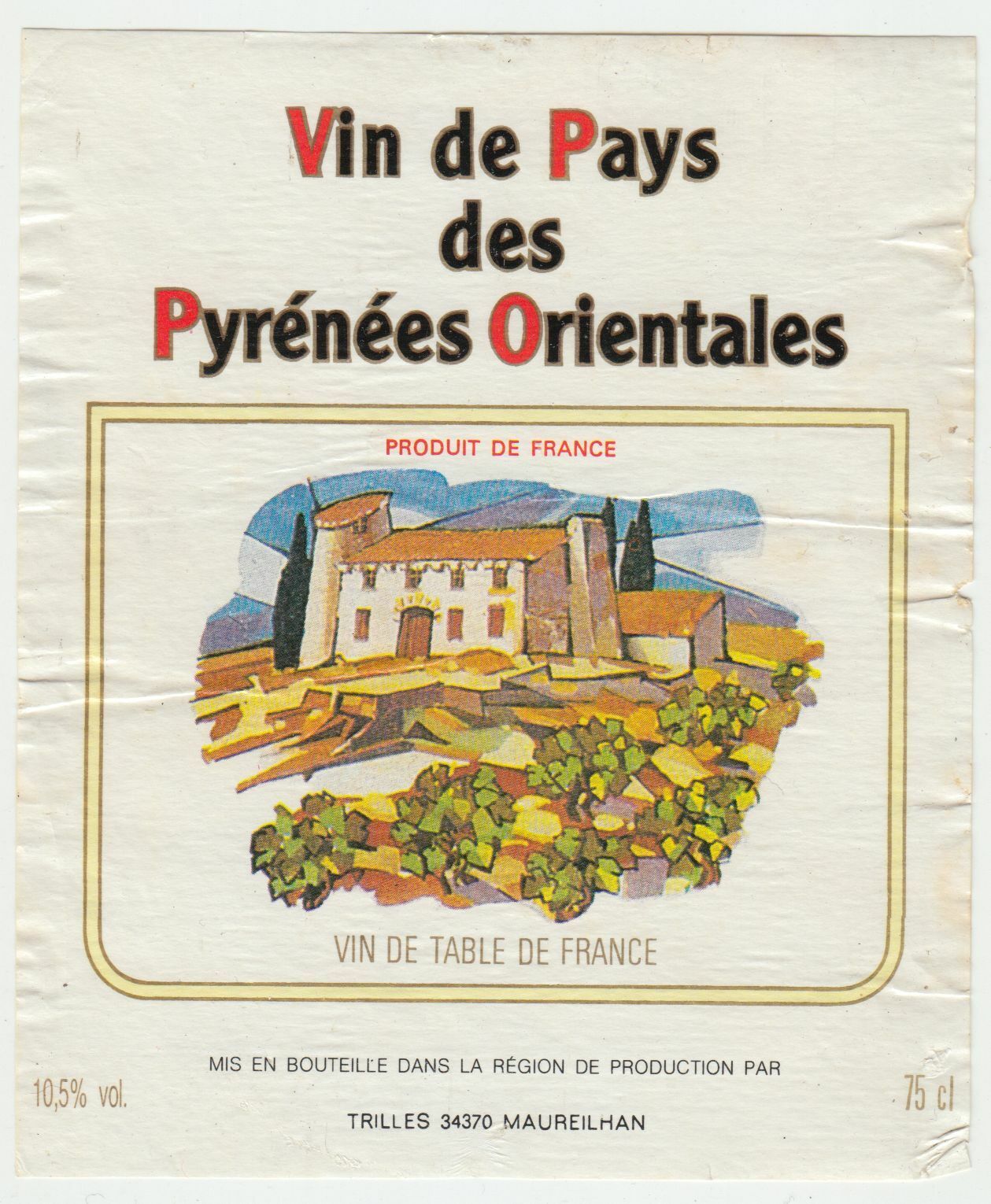 ETIQUETTE DE VIN DES PYRENEES ORIENTALES 124572490034