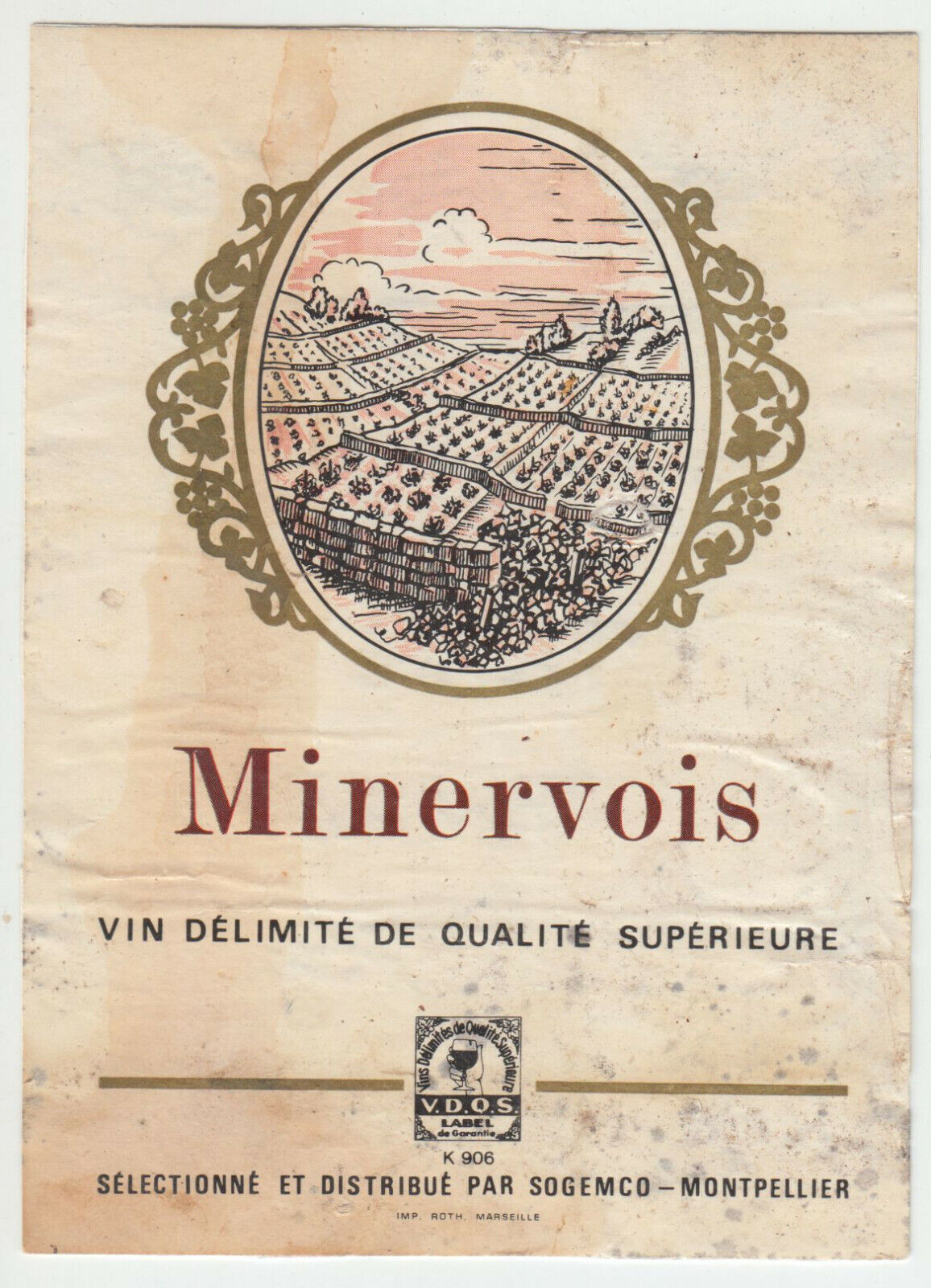 ETIQUETTE DE VIN MINERVOIS MONTPELLIER 402654737184