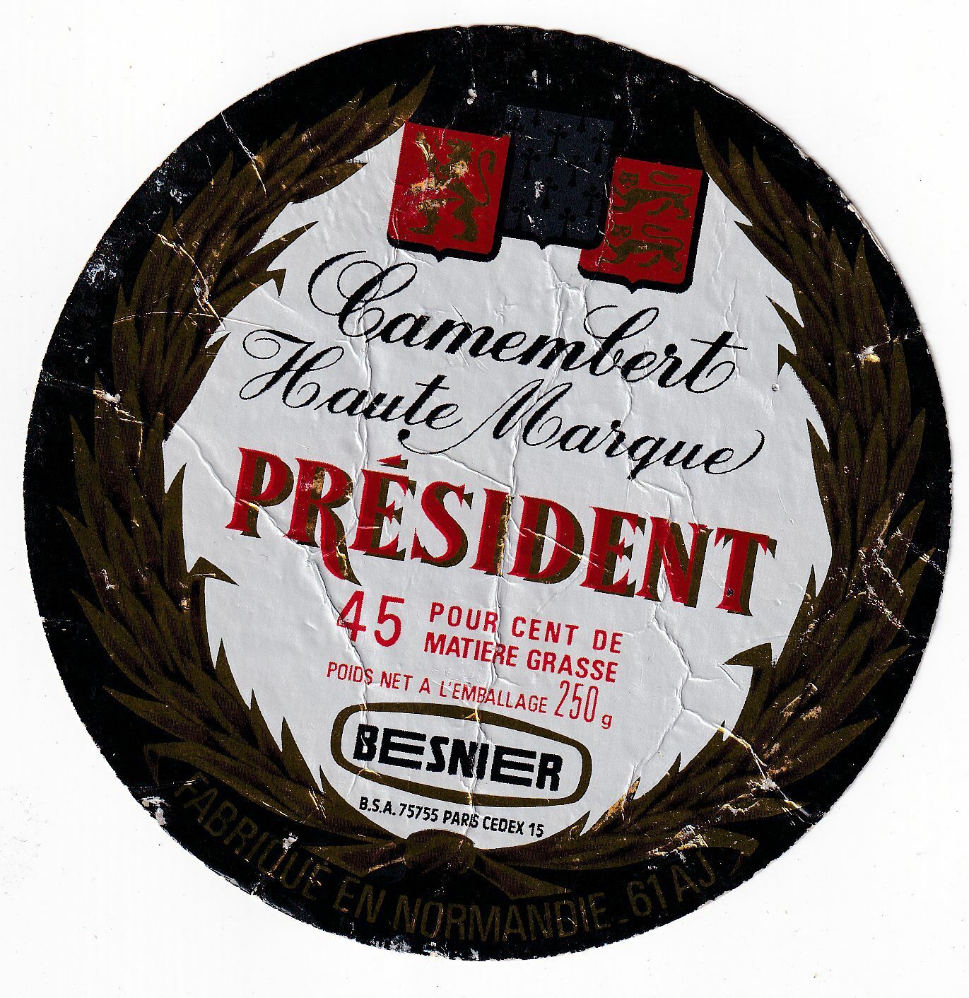 ETIQUETTE FROMAGE CAMEMBERT NORMANDIE PRESIDENT BESNIER 125264489784