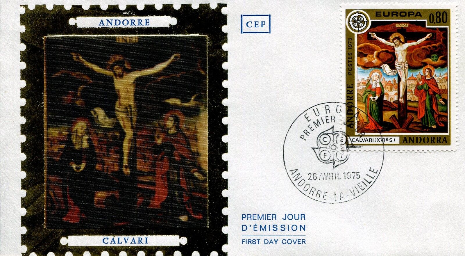 FDC PREMIER JOUR ANDORRE 1975 TIMBRE N 243 CHRIST EN CROIX CALVARI 121463038284