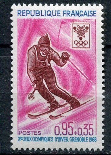 FRANCE TIMBRE NEUF N 1547 JEUX OLYMPIQUES SKI 110625533264