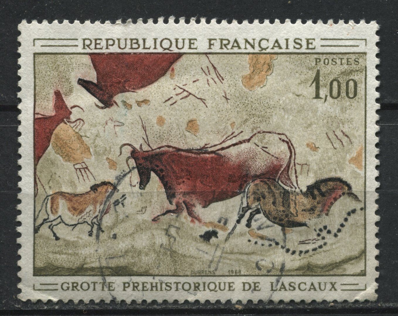 FRANCE TIMBRE OBL N 1555 PEINTURE RUPESTRE GROTTE DE L ASCAUX MONTIGNAC 120960498164