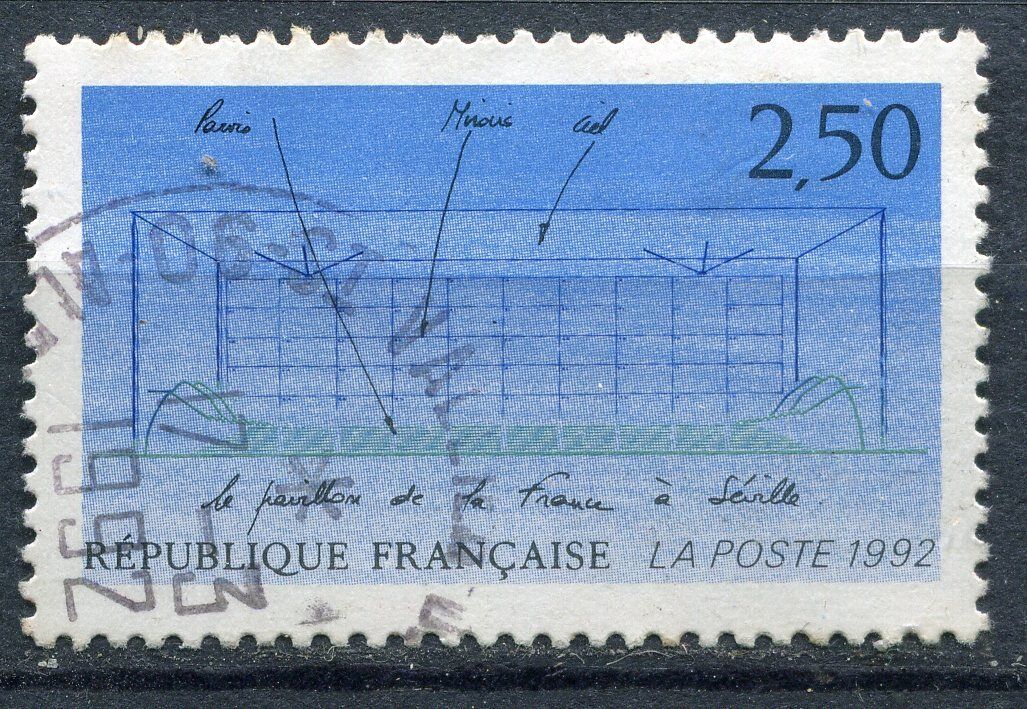 FRANCE TIMBRE OBL N 2736 CROQUIS SOMMAIRE DU PAVILLON FRANCAIS 120966848224