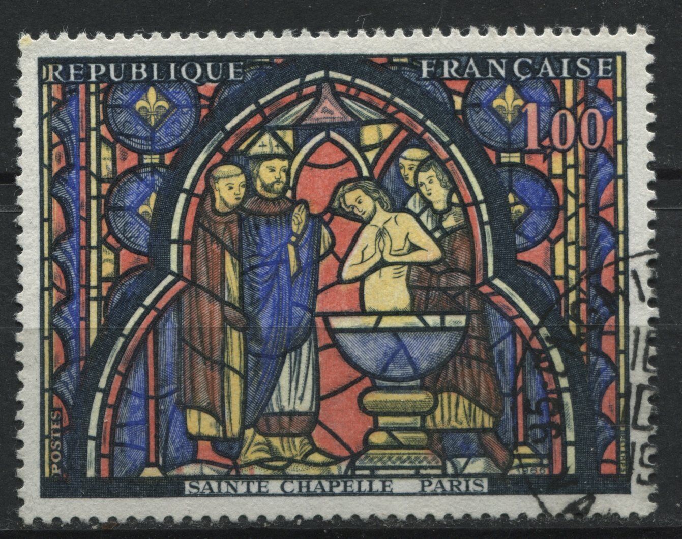 FRANCE TIMBRE OBL N1492 VITRAIL DE LA SAINTE CHAPELLE LE BAPTEME DE JUDA 120961685344