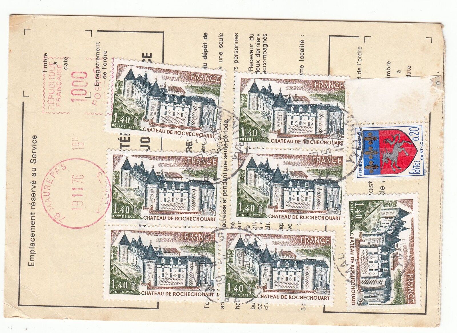 FRANCE TIMBRE ORDRE DE REEXPEDITION AUBERVILLIERS POUR MAUREPAS 1976 401076103964